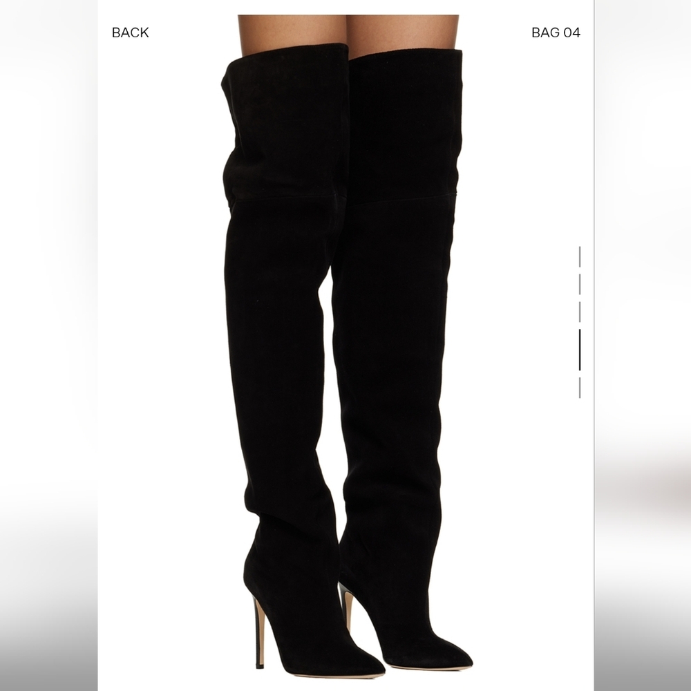 NWT Paris Texas Suede Black Pointed Tall Over-the-Knee Boots EUR 37 Or US 7